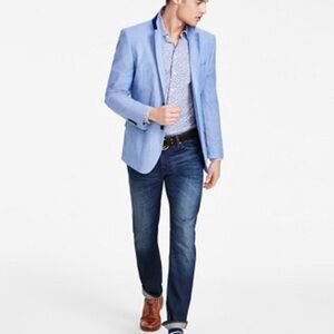 Nautica Brielle Chambray Blazer with Sailboat Pattern contrast